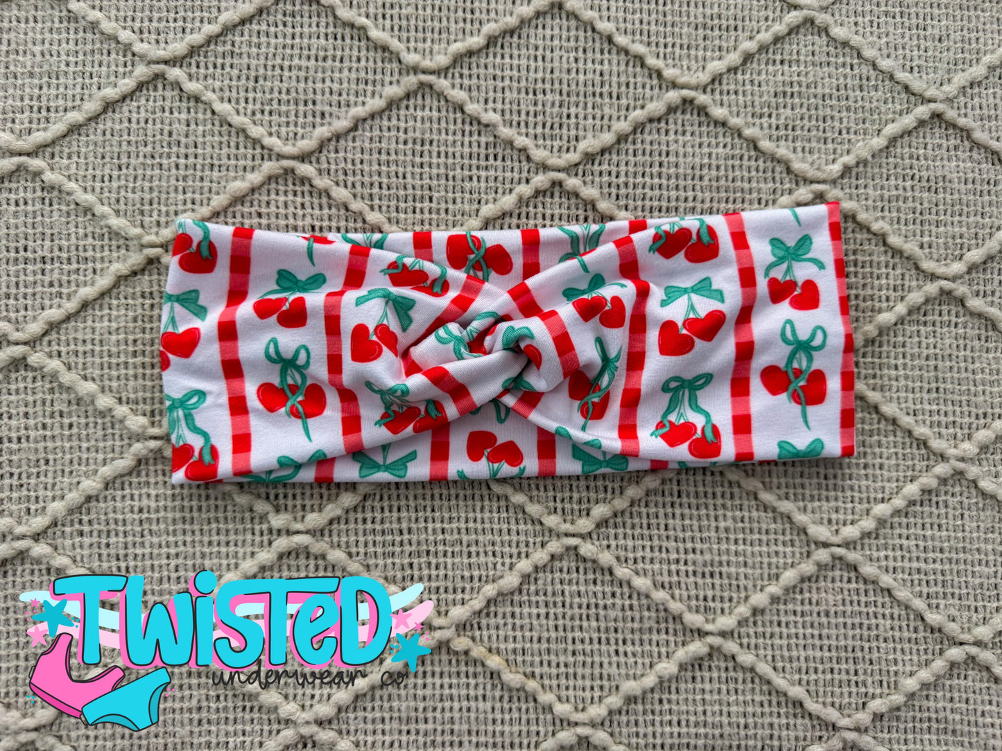 ADULT TWISTED HEADBAND - CHERRIES